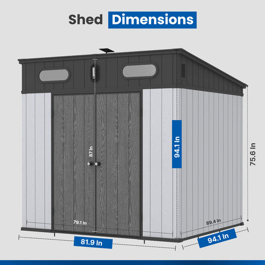 Aleko 8ft x 7ft Outdoor Shed with Pent Roof
