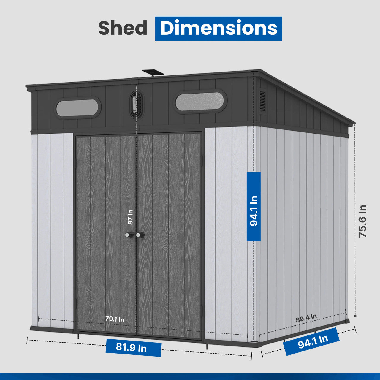 Aleko 8ft x 7ft Outdoor Shed with Pent Roof