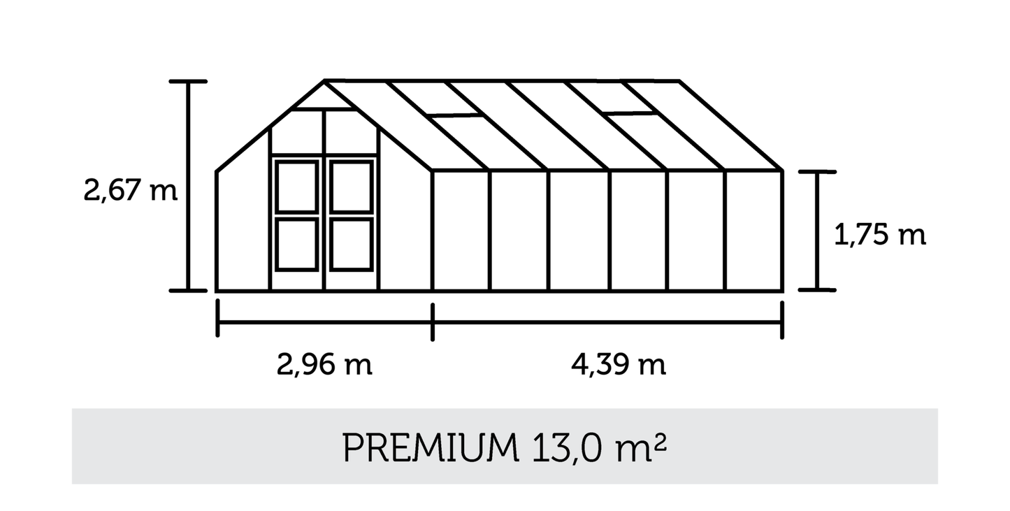 Juliana Premium 13 Square Meters (14.4 ft x 9.7 ft) Greenhouse F09488